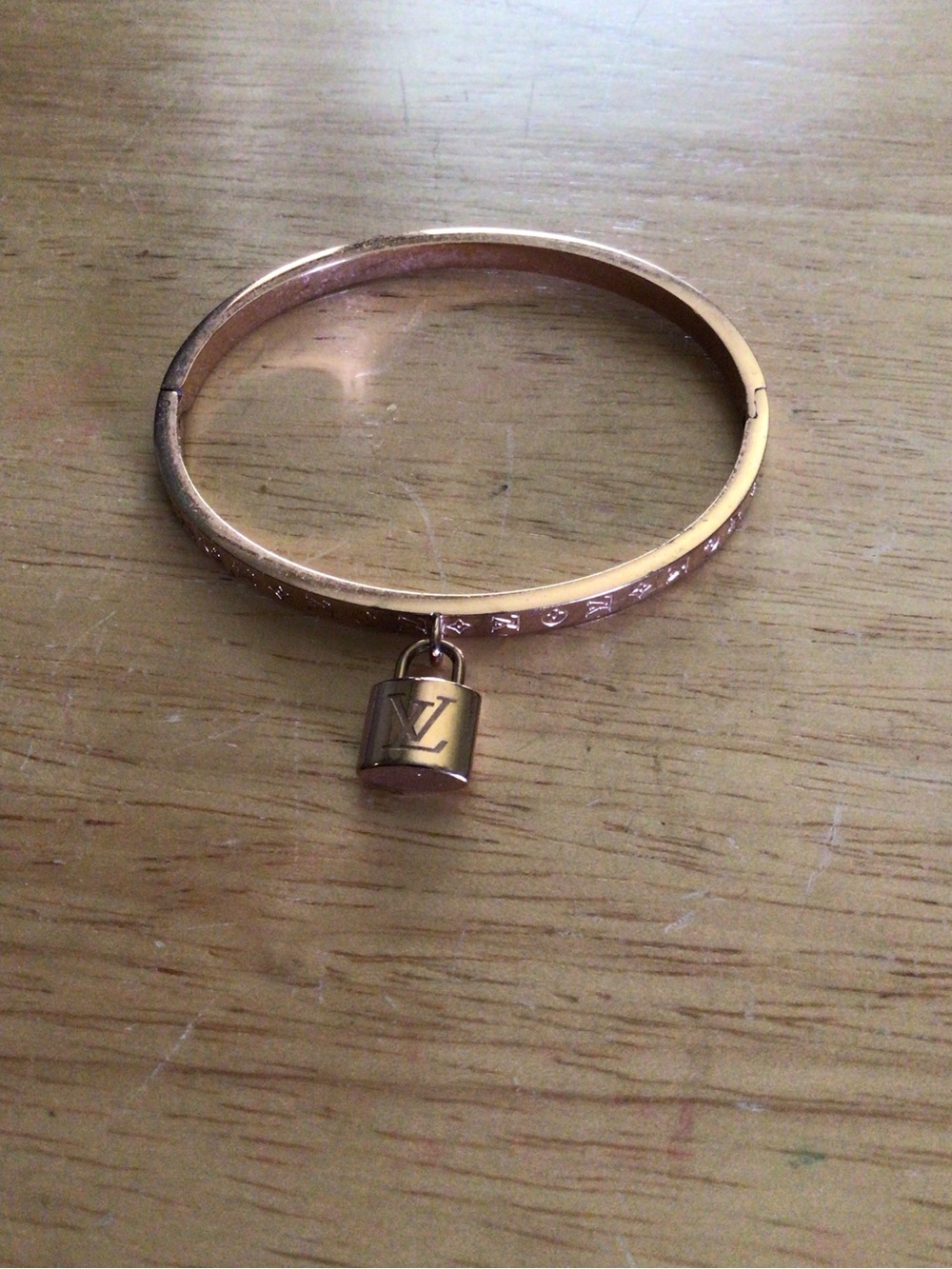 Gold-Tone Padlock Charm Bangle Bracelet